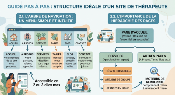 La structure idéale d’un site de thérapeute : un guide pas à pas