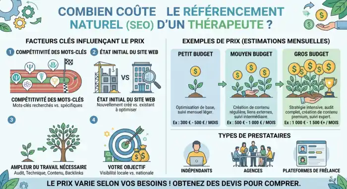 Combien coûte le référencement naturel (SEO) d’un thérapeute ?