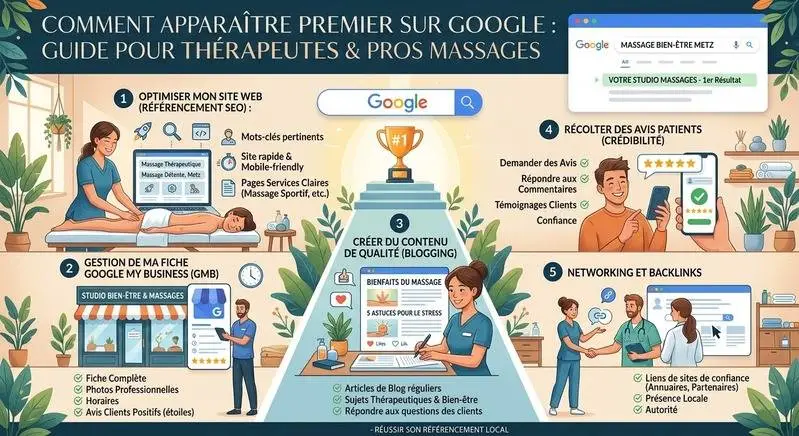 Comment apparaître premier sur Google quand on est thérapeute et pro massages ?