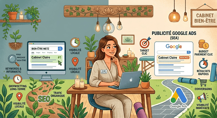 SEO ou publicité Google Ads : Quelle stratégie pour un cabinet bien-être ?
